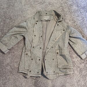 Anthropologie Marrakech leopard khaki safari snap jacket medium